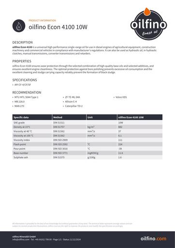 Oilfino Econ 4100 10W