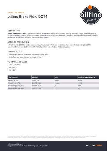 TDB EN Oilfino Brake Fluid DOT 4
