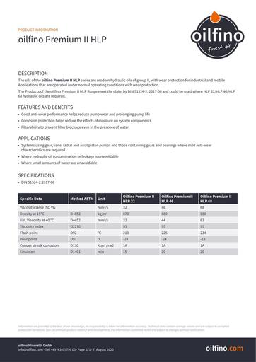 TDB EN Oilfino Premium II HLP 32