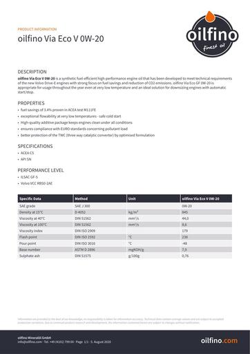 TDB EN Oilfino Via Eco V 0W20