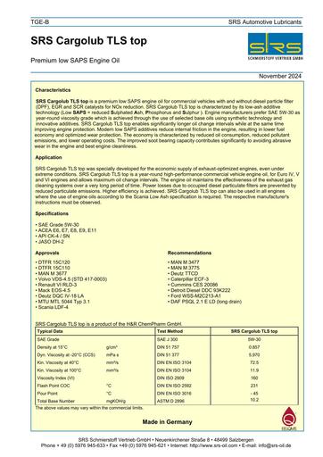 SRS Cargolub TLS top