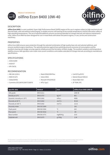 Oilfino Econ 8400 10W 40