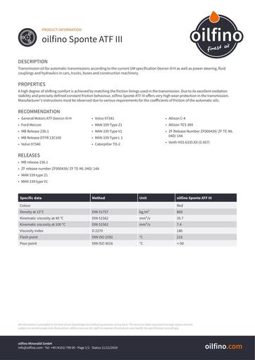 Oilfino Sponte ATF III