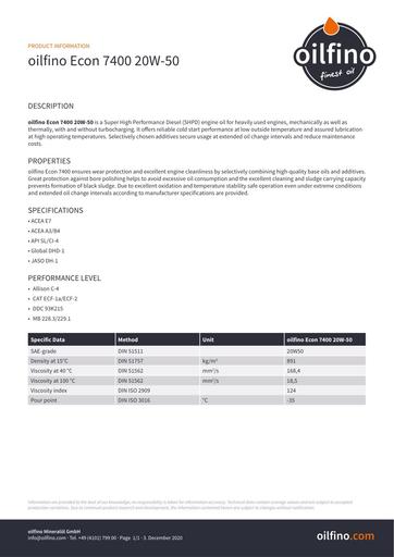 TDB EN Oilfino Econ 7400 20W 50