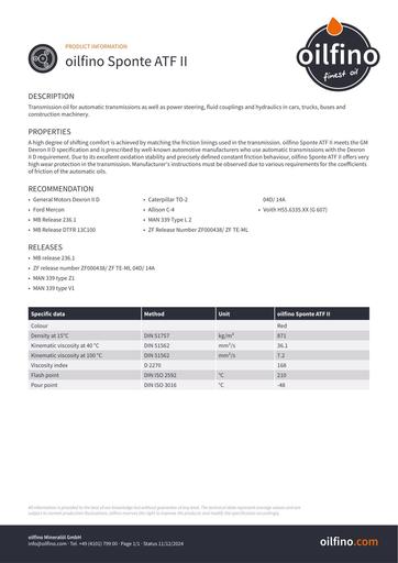 Oilfino Sponte ATF II