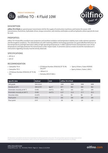 Oilfino TO   4 Fluid 10W