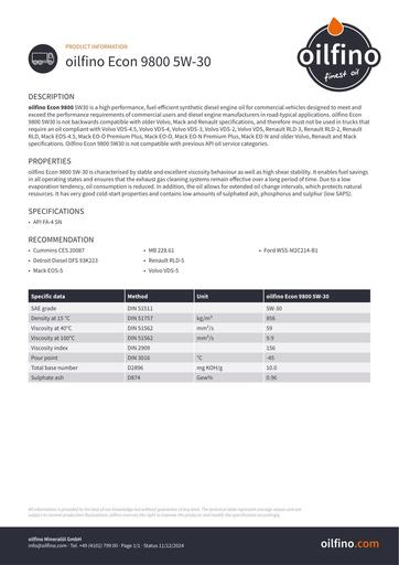Oilfino Econ 9800 5W 30