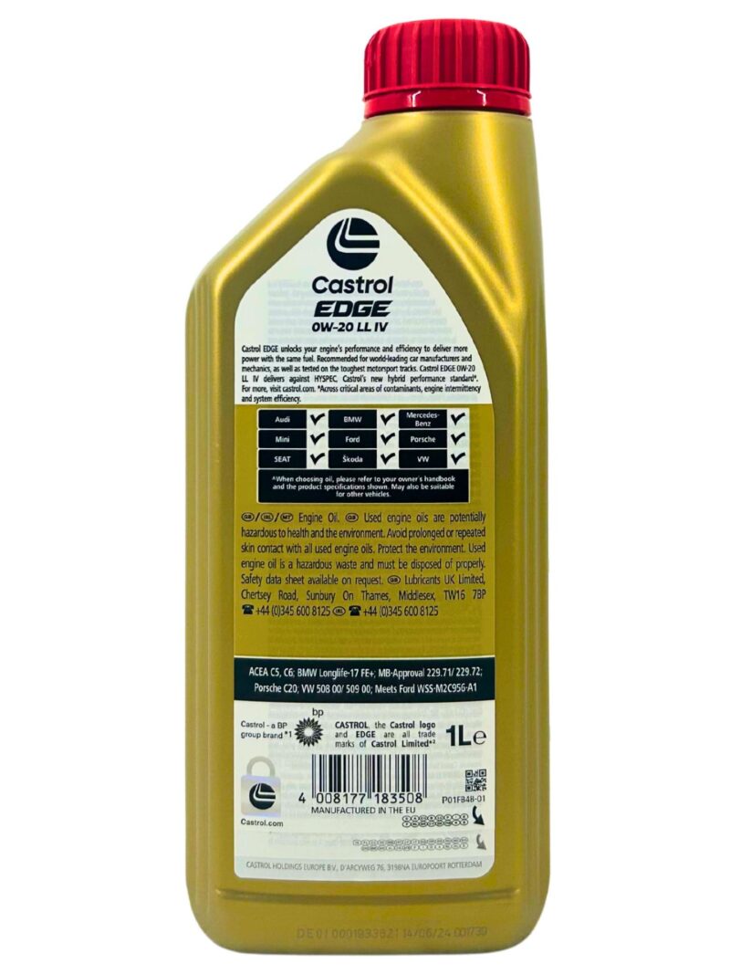 Castrol Edge 0W-20 LL IV - 1L – Image 2